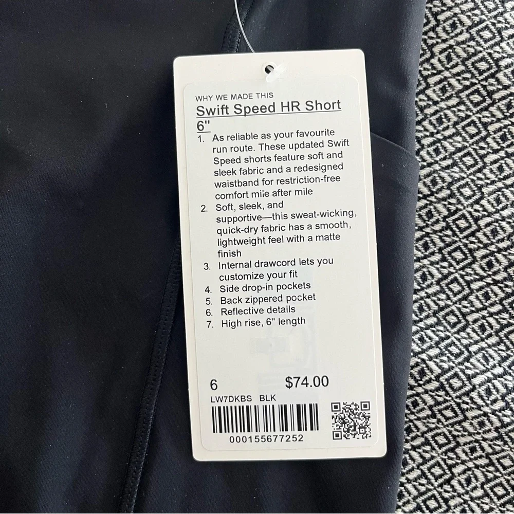 NWT Lululemon Swift Speed High-Rise Short 6" in Black - Picture 9 of 9